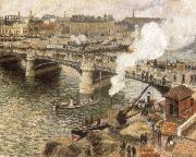 Camille Pissarro Pont Boiedieu in Rouen in a Drizzle oil painting artist